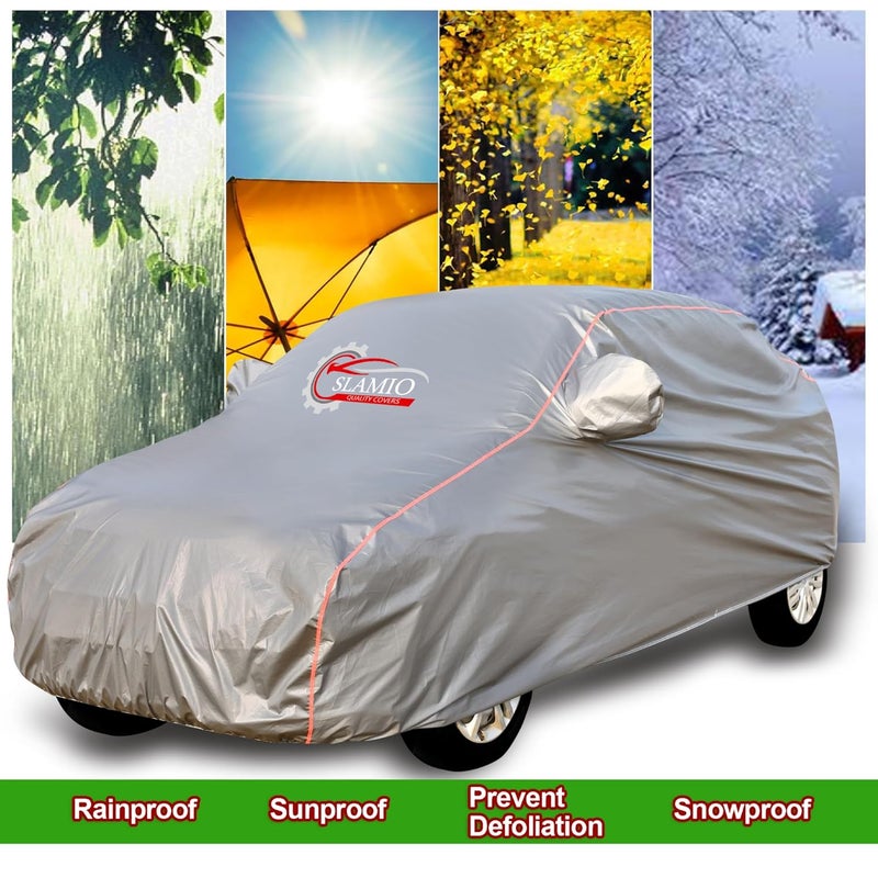 Slamio Heavy-Duty Car Body Cover for BMW X7 | Waterproof, Dustproof, UV Protection, Custom Fit, Heavy Belt & Buckle with Mirror & Antenna Pocket | Dark Grey - Image 2