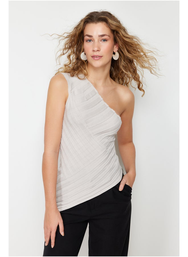 trendyol - Stone One-Shoulder Premium Yarn / Special Yarn Knitwear Blouse TWOSS24BZ00124 - Image 1