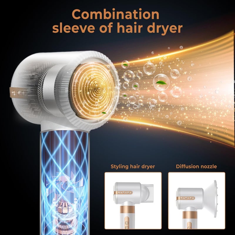 ACHAS 7 In 1 Hair Dryer Brush Styling Tools Set 1400W Hot Air Hair Curler Styler with Straightening and Curling Wands, Ionic Blow Dryer with 110,000 RPM Motor for Women Hair Types - Image 4