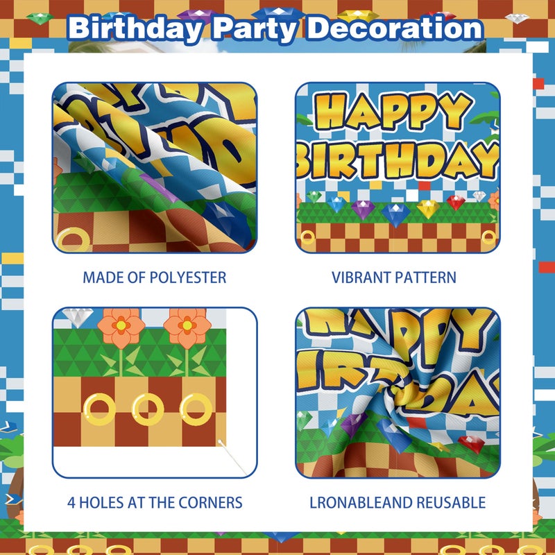jenmir Birthday Decorations for Boys,Happy Birthday Banner, 30 Balloons,Gold Ring Foil Balloon,Photo Booth Props for Men (Hedgehog) - Image 4