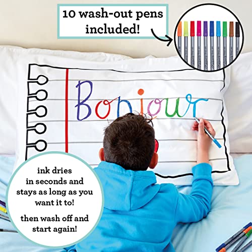 eatsleepdoodle Coloring Pillowcase for Kids – Reusable DIY Pillow Cover with Washable Markers, Educational Arts & Crafts Activity for Boys & Girls, Fun Gift for Creative Play, Machine Washable - eatsleepdoodle - Image 2