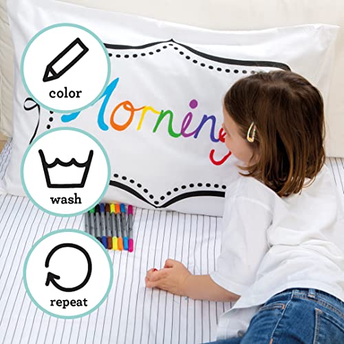 eatsleepdoodle Coloring Pillowcase for Kids – Reusable DIY Pillow Cover with Washable Markers, Educational Arts & Crafts Activity for Boys & Girls, Fun Gift for Creative Play, Machine Washable - eatsleepdoodle - Image 5