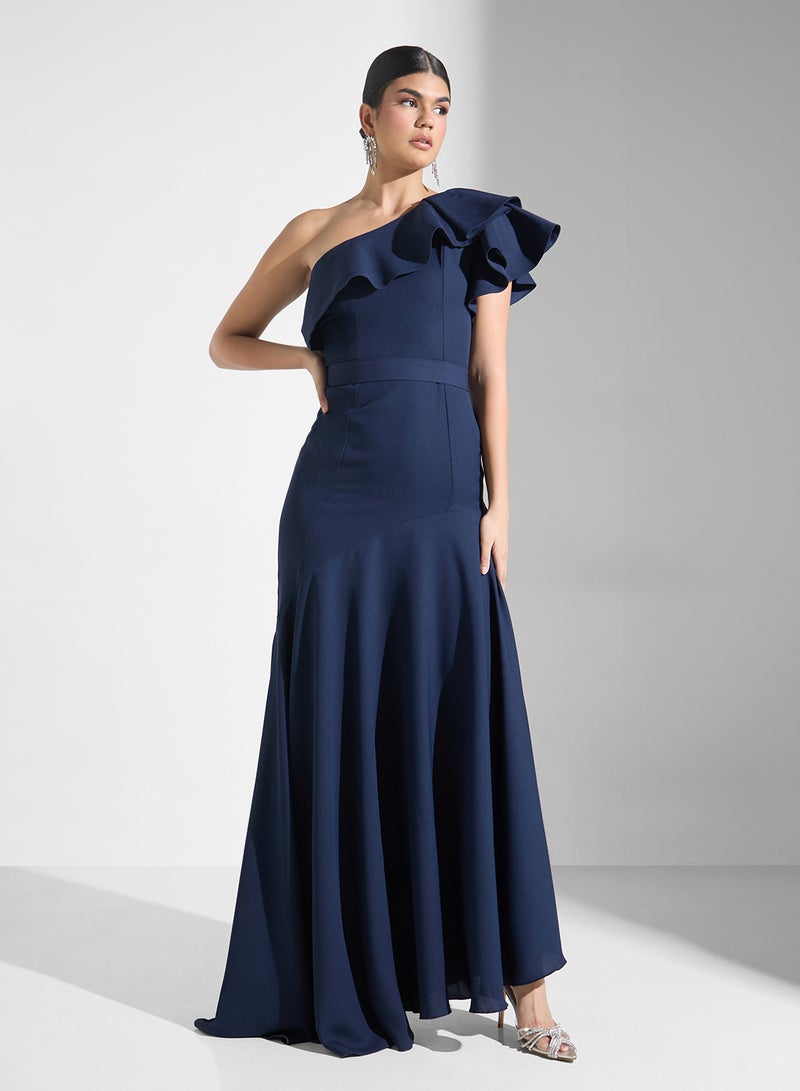 ايرا فستان كتف واحد بكشكش - Image 1