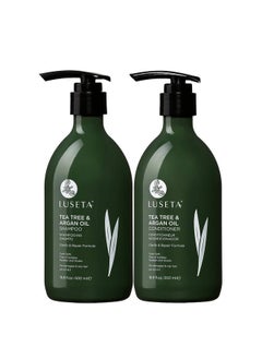 L LUSETA Luseta Shampoo and Conditioner Set with Tea Tree and Argan Oil for Oily Hair Clarifying, Fighting Dandruff Sulfate Paraben Free for Men and Women 2x16.9oz  - Image 1