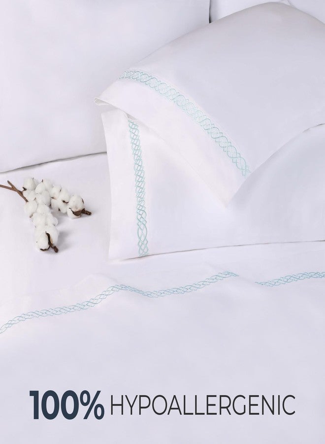 Superior Egyptian Cotton Embroidered Pillowcase Set, 1000 Thread Count, Luxury Soft Pillowcase, Envelope Closure, Bedding for Adults, Kids, Lightweight Pillow Covers, 2 Pack, King, White-Charcoal - Image 3