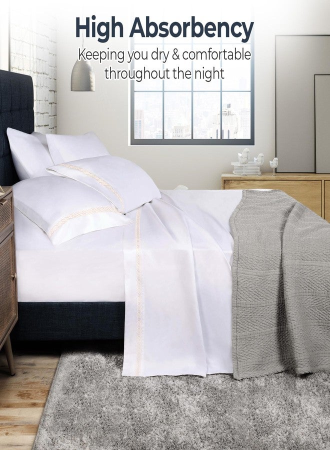 Superior Egyptian Cotton Embroidered Pillowcase Set, 1000 Thread Count, Luxury Soft Pillowcase, Envelope Closure, Bedding for Adults, Kids, Lightweight Pillow Covers, 2 Pack, King, White-Charcoal - Image 4