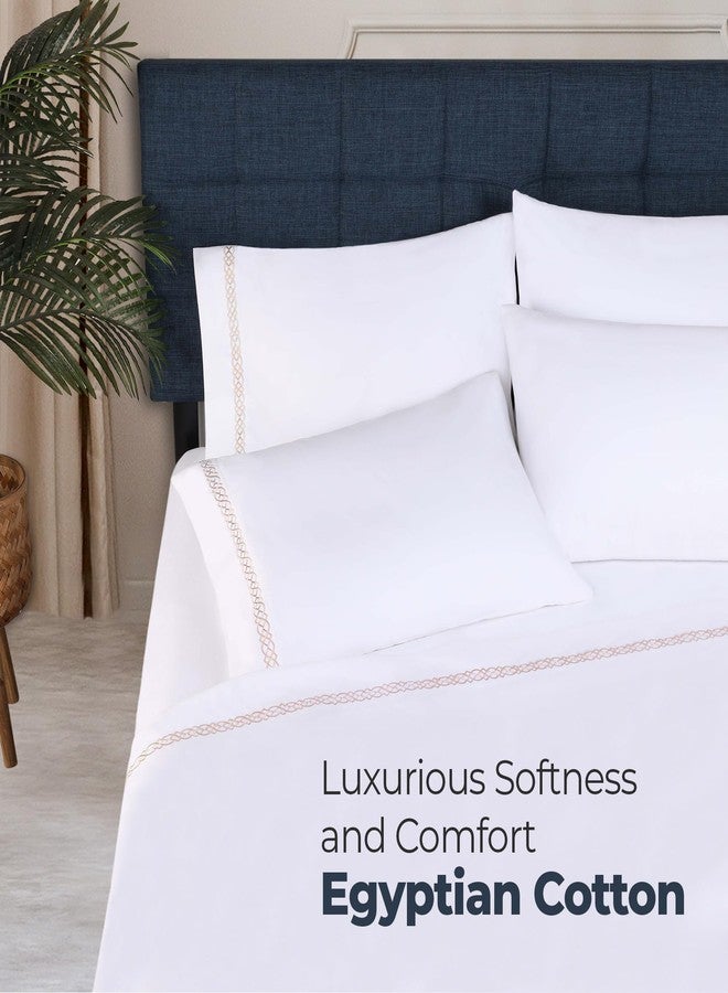 Superior Egyptian Cotton Embroidered Pillowcase Set, 1000 Thread Count, Luxury Soft Pillowcase, Envelope Closure, Bedding for Adults, Kids, Lightweight Pillow Covers, 2 Pack, King, White-Charcoal - Image 2