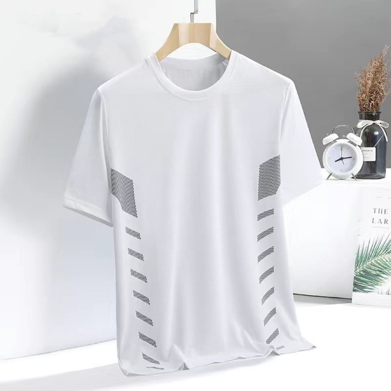 2024 Summer Mesh Breathable Short-Sleeved T-Shirt Men'S Ice Silk Half-Sleeved Casual Loose Sports T-Shirt Top Quick-Drying - Image 3