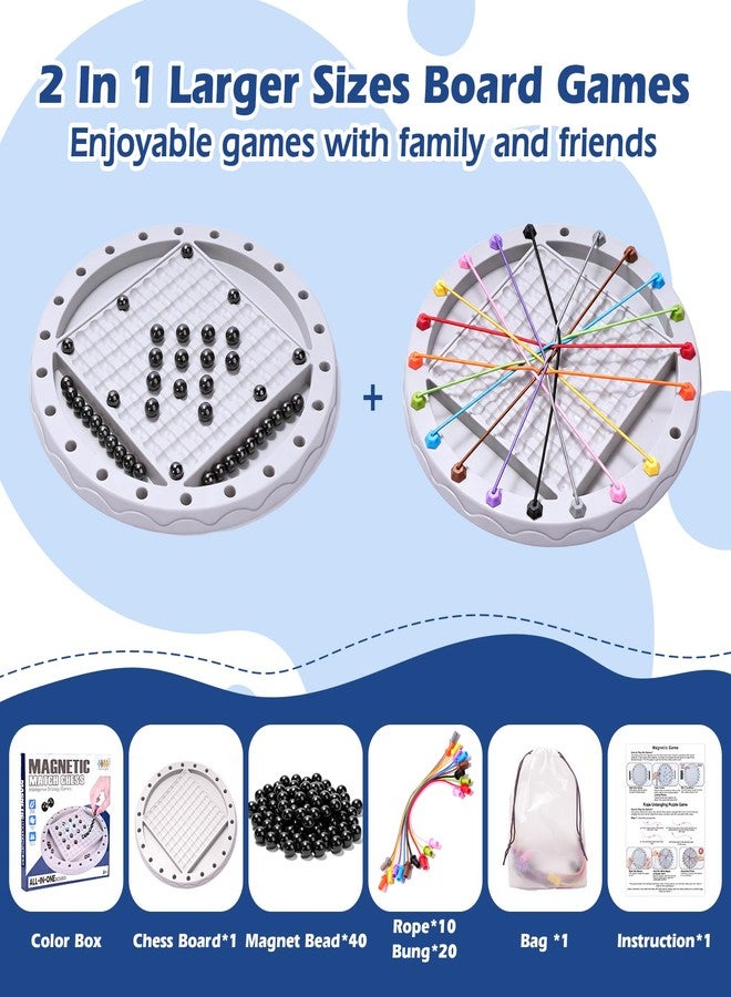 Dralaw Magnetic Chess with 40 Pcs Stones, Rope Untangling Puzzle Game, 2 in 1, Classic Educational Strategy Travel Family Games for Kids and Adults, Ages 8+, 2-4 Players - Image 2