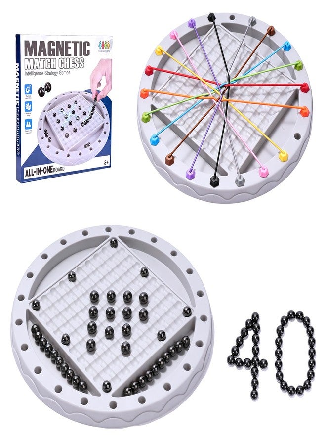 Dralaw Magnetic Chess with 40 Pcs Stones, Rope Untangling Puzzle Game, 2 in 1, Classic Educational Strategy Travel Family Games for Kids and Adults, Ages 8+, 2-4 Players - Image 1