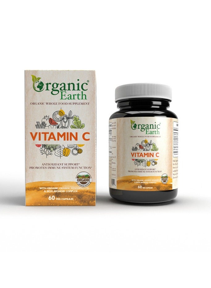 Organic Earth Vitamin C 1000 mg – 60 Capsules, Immune Support & Antioxidant Protection - Image 1