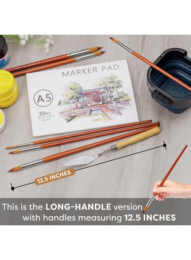 DUGATO Artist Watercolor Paint Brushes Set 13pcs - Round Pointed Tip Soft Anti-Shedding Nylon Hair Wood Long Handle - Detail Paint Brush for Watercolor, Acrylics, Ink, Gouache, Oil, Tempera, Paint by Number - Image 2