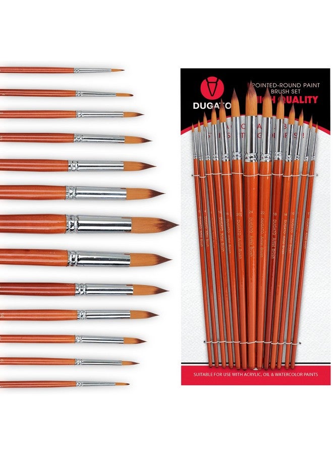 DUGATO Artist Watercolor Paint Brushes Set 13pcs - Round Pointed Tip Soft Anti-Shedding Nylon Hair Wood Long Handle - Detail Paint Brush for Watercolor, Acrylics, Ink, Gouache, Oil, Tempera, Paint by Number - Image 1