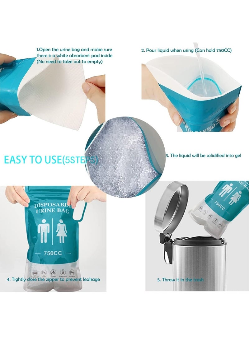Ru syanl 4PCS 750cc Disposable Urinal Bags Emergency Urine Bag Unisex Urinal Bag Portable Camping Pee Bag Travel Urine Bag Vomit Bag for Traffic Jams Camping Hiking Pregnant Patient Kids  - Image 2