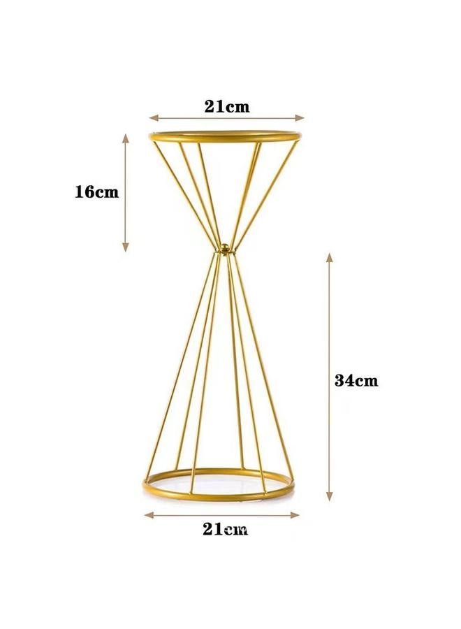 Bluejw Golden Geometric Iron Wedding Vase Dining Table Center Layout Props Golden Road Flower Rack - Image 1