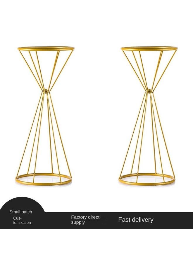 Bluejw Golden Geometric Iron Wedding Vase Dining Table Center Layout Props Golden Road Flower Rack - Image 2