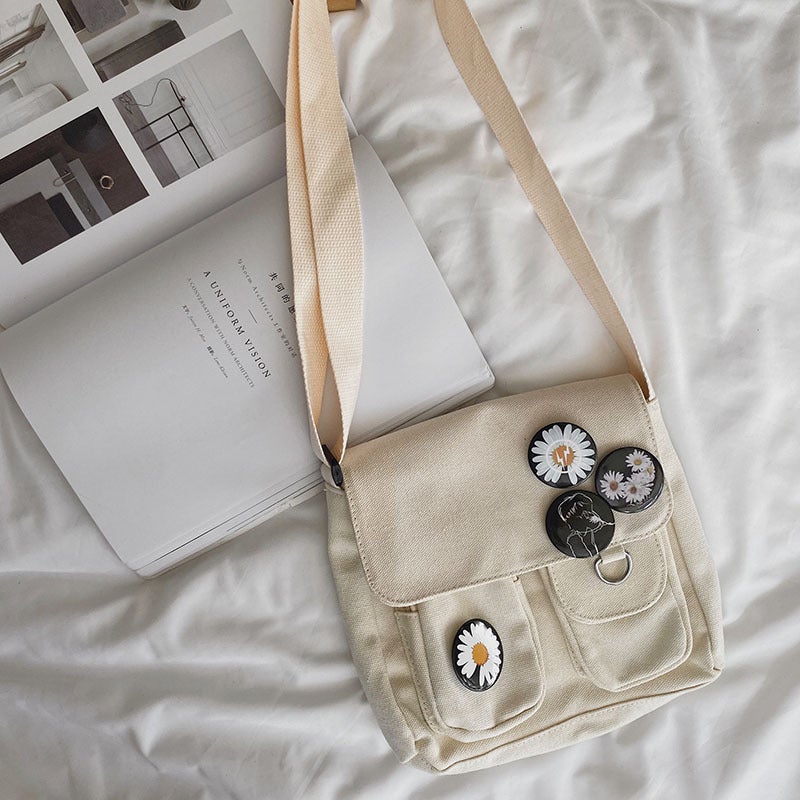 Japanese Style Vintage Students' Large Capacity Canvas Class Crossbody Bag Campus All-Match Casual Vintage Senior High School Student Bag - Image 1