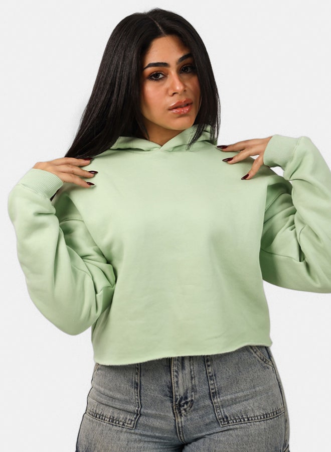 SHECHICK Shechick Unfinished Mint Cropped Hoodie - Image 1
