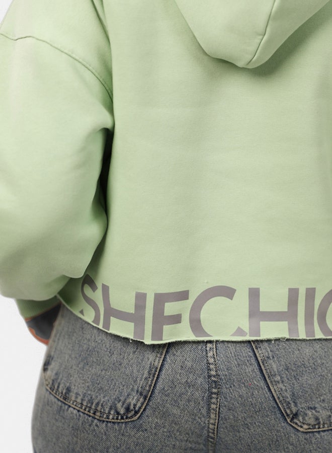 SHECHICK Shechick Unfinished Mint Cropped Hoodie - Image 3