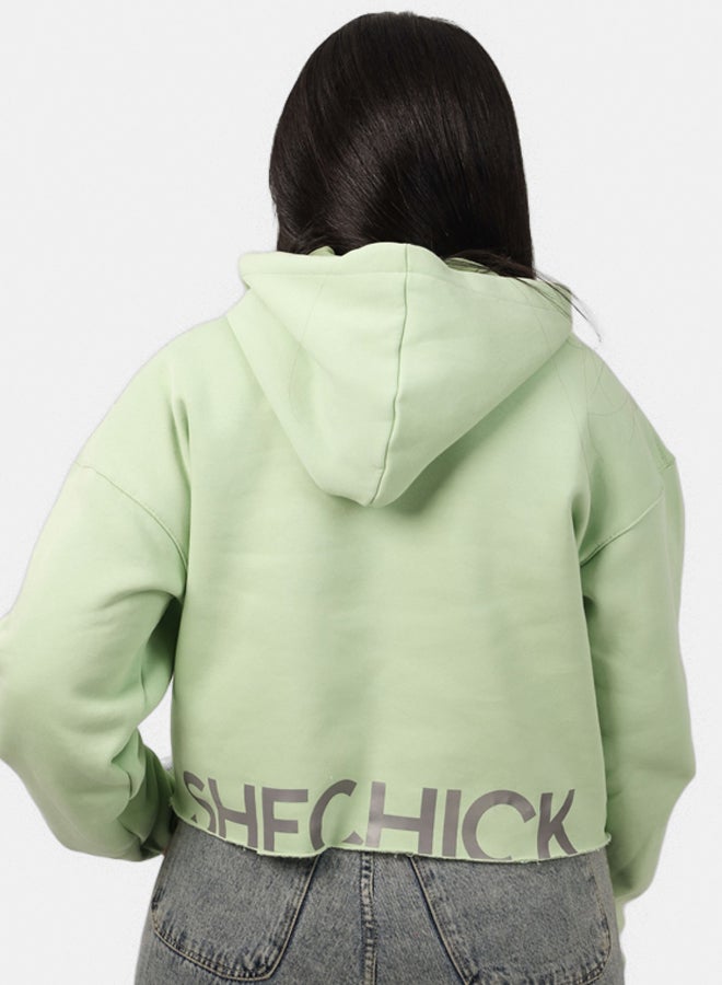 SHECHICK Shechick Unfinished Mint Cropped Hoodie - Image 2