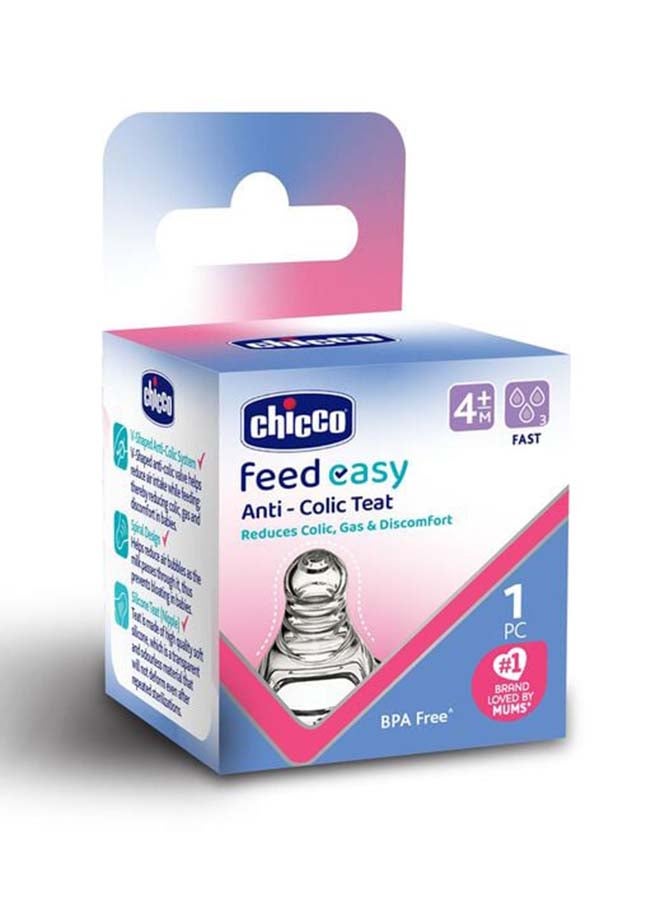 Chicco حلمة مضادة للمغص سهلة التغذية تدفق سريع 4 شهور وما فوق (1 قطعة) - Image 1
