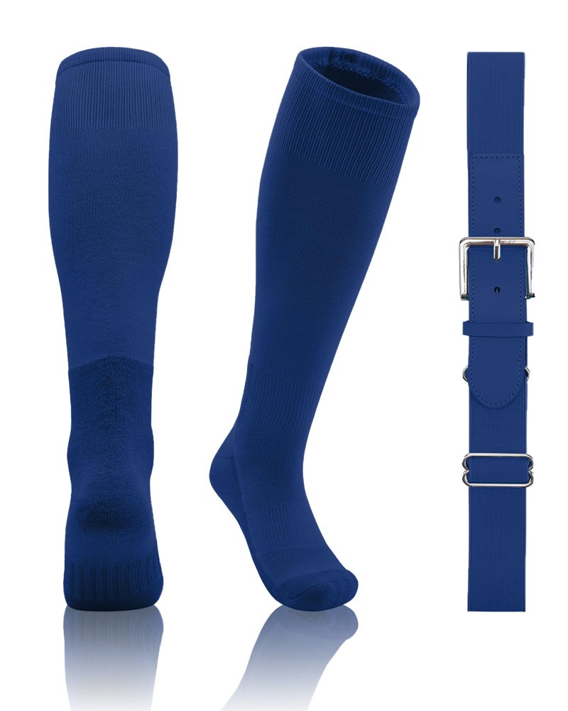 QBK 2T/3T/4T/5T Toddler Baseball Socks And Belt Youth Softball Tee Ball Combo Set for Boy Girl (1 Pairs of Socks & 1 Belt)(ROYAL BLUE 2-4T) - Image 1