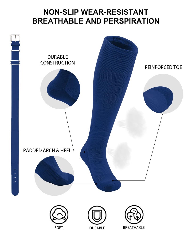QBK 2T/3T/4T/5T Toddler Baseball Socks And Belt Youth Softball Tee Ball Combo Set for Boy Girl (1 Pairs of Socks & 1 Belt)(ROYAL BLUE 2-4T) - Image 2