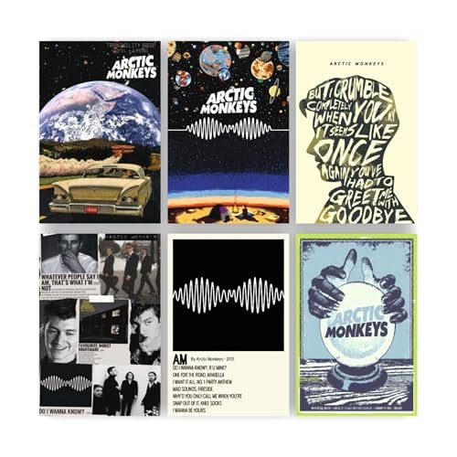 POSTER WALLAH Arctic Monkey Poster for Home Office and Student Room Wall | Aesthetic Poster | Wall Decor (12x8 Inch) Set of 6 Pieces - Image 1