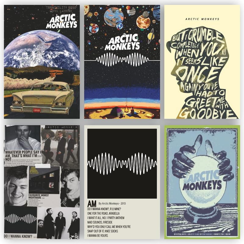 POSTER WALLAH Arctic Monkey Poster for Home Office and Student Room Wall | Aesthetic Poster | Wall Decor (12x8 Inch) Set of 6 Pieces - Image 2