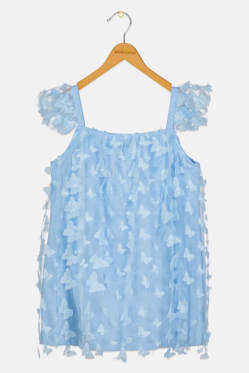 English Laundry Kids Girl Textured Casual Dress, Sky Blue - Image 2