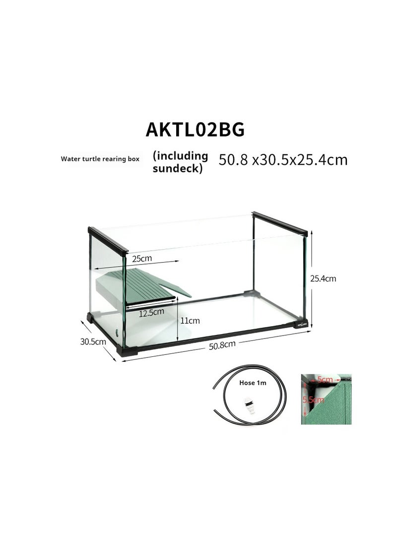 REPTIZOO Reptizoo turtle tank with sun drying platform, water and land ecological tank, household glass farming Turtle feeding box  - Image 2