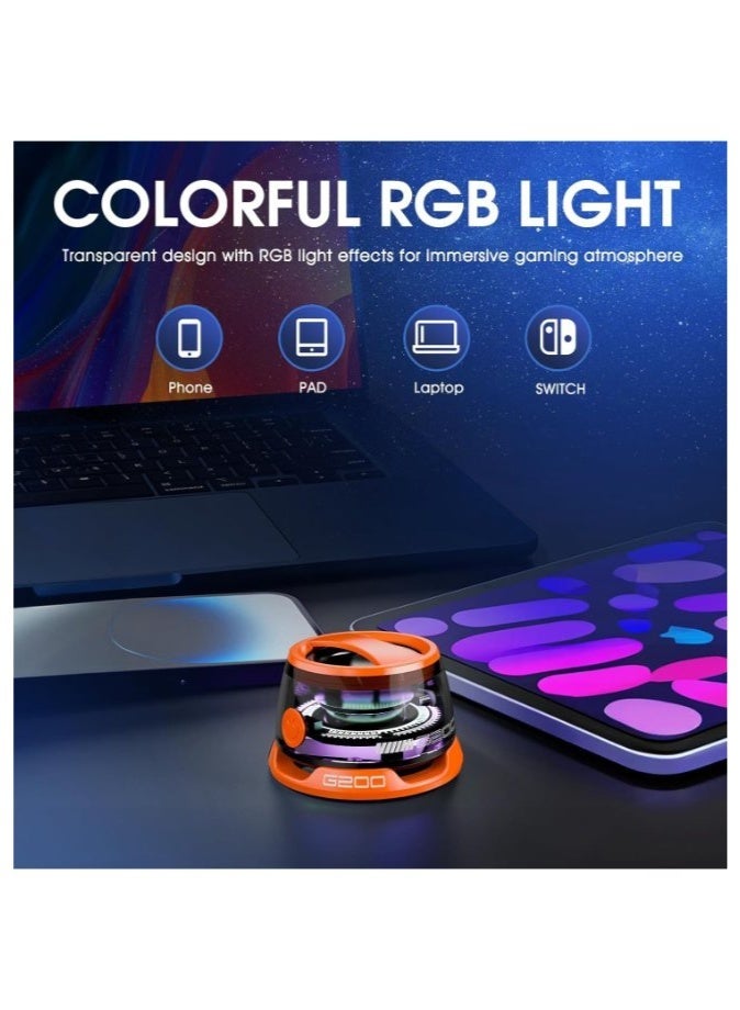 دي اي تي سماعة بلوتوث مغناطيسية بإضاءة RGB وحامل هاتف للأسطح المعدنية، برتقالي - Image 4