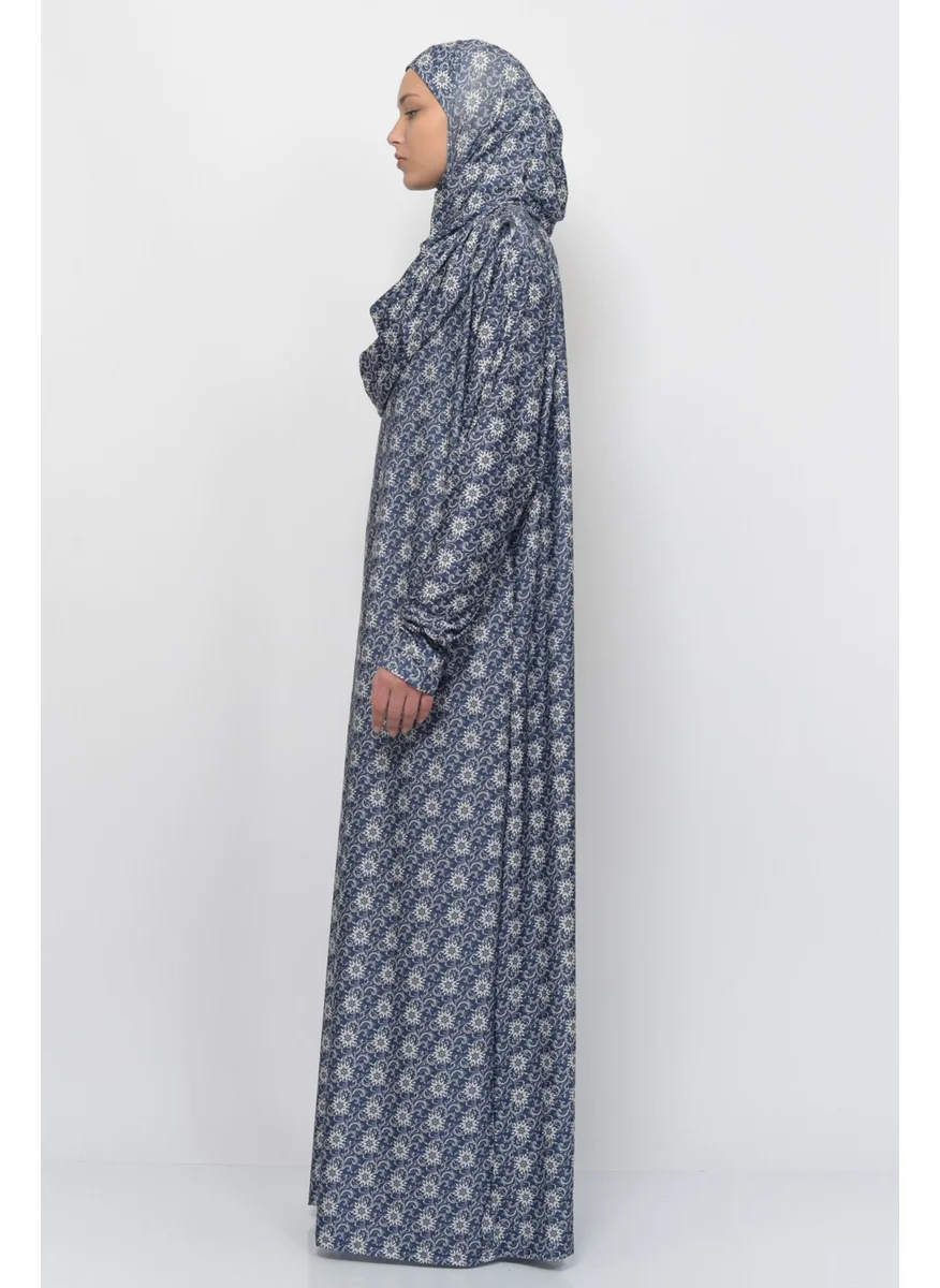 Altobeh Practical One Piece Sun Patterned Sleeves Removable Headscarf Lycra Hijab Prayer Dress 990-0313