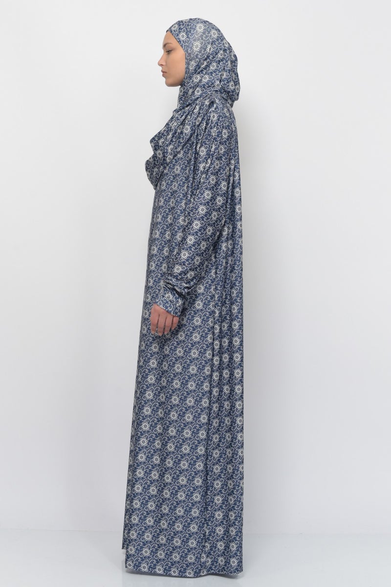 Altobeh Practical One Piece Sun Patterned Sleeves Removable Headscarf Lycra Hijab Prayer Dress 990-0313  - Image 3