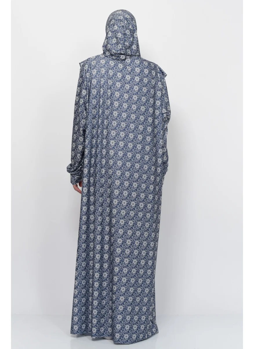 Altobeh Practical One Piece Sun Patterned Sleeves Removable Headscarf Lycra Hijab Prayer Dress 990-0313