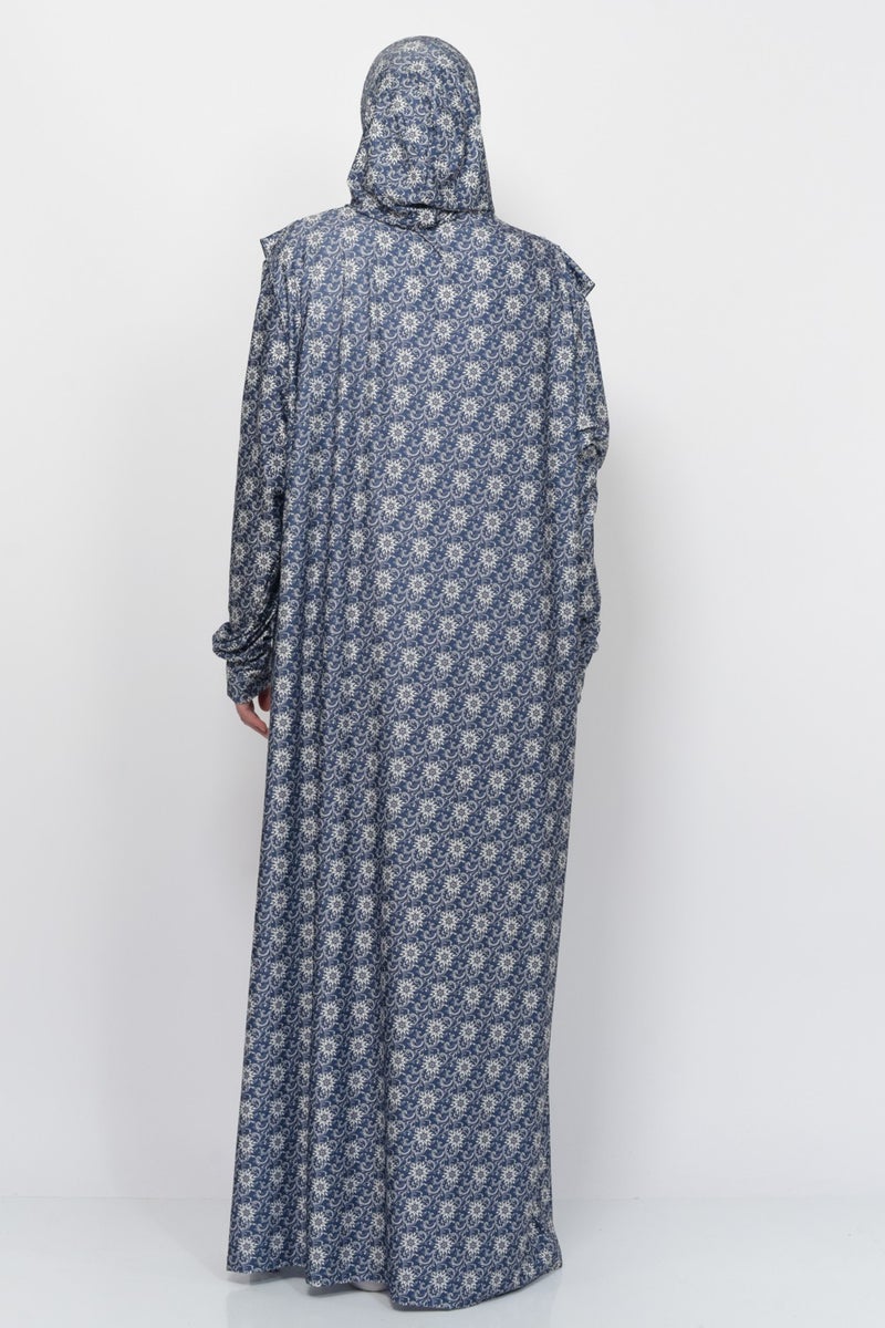 Altobeh Practical One Piece Sun Patterned Sleeves Removable Headscarf Lycra Hijab Prayer Dress 990-0313  - Image 5