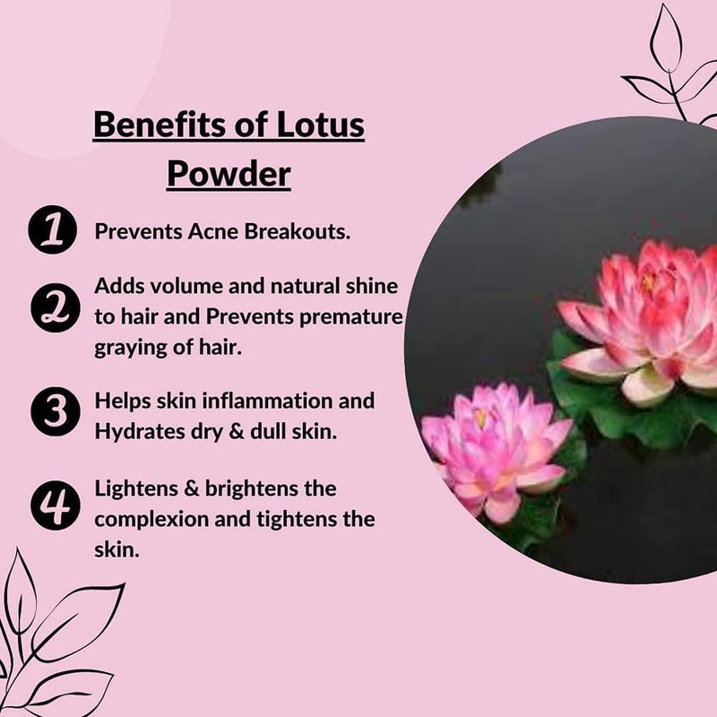 VS Products VS Products Lotus Flower Powder 1000g Kamal Phool Sacred Lotus Nelumbo Nucifera Indian Lotus Flowder Powder pack of 10 x 100g  - Image 3