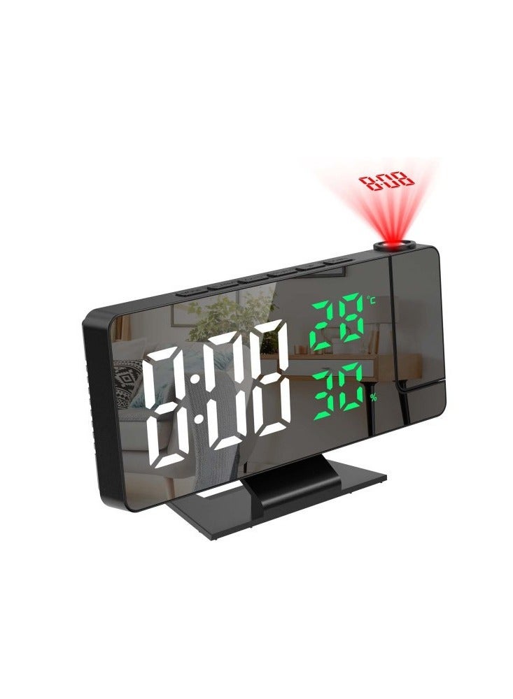 DANIM LED MIRROR CLOCK DS 3718LW Projection LED Mirror Clock For Bedroom Port Digital Clock With 180° Projector On Ceiling 12/24h Snooze Dual Alarm Clock For Heavy Sleeper Kids Elderly - Image 1