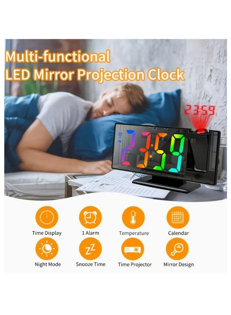 DANIM LED MIRROR CLOCK DS 3718LW Projection LED Mirror Clock For Bedroom Port Digital Clock With 180° Projector On Ceiling 12/24h Snooze Dual Alarm Clock For Heavy Sleeper Kids Elderly - Image 5