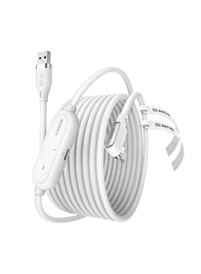 AMVR Link Cable 5m Fast Charge for Quest 3S/Quest 3/Oculus Quest 2/Pico 4/Pico 4 Ultra Right Angle Link Cable, USB 3.0 to Type C 5Gbps Fast Data Transfer Accessory for Code Gaming PC/Steam VR - Image 1