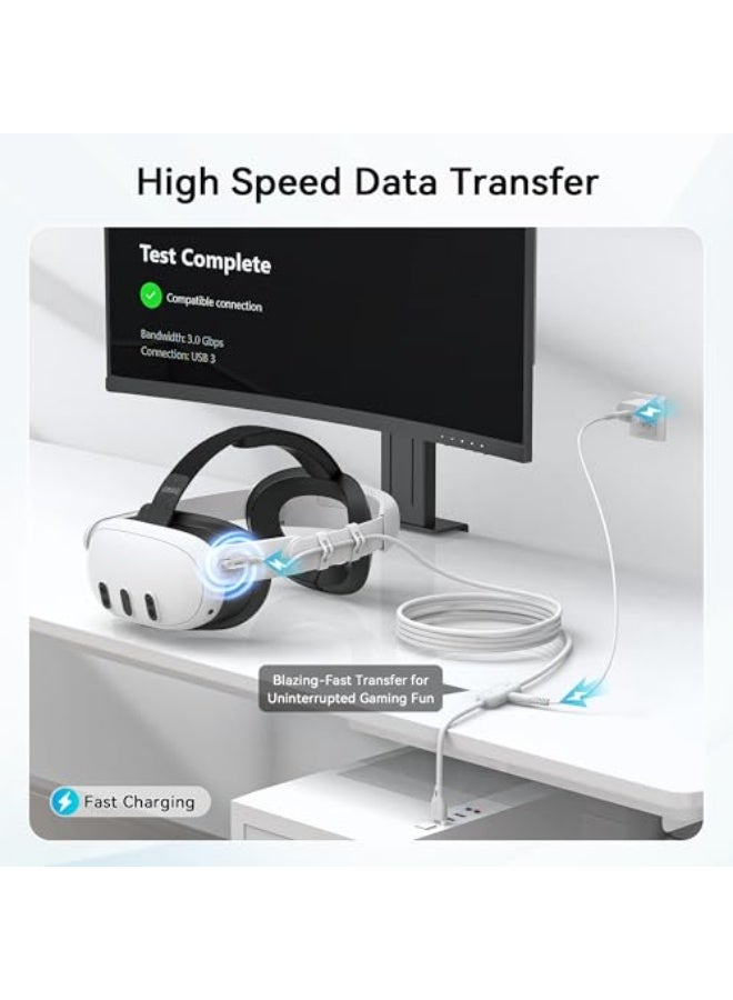 AMVR Link Cable 5m Fast Charge for Quest 3S/Quest 3/Oculus Quest 2/Pico 4/Pico 4 Ultra Right Angle Link Cable, USB 3.0 to Type C 5Gbps Fast Data Transfer Accessory for Code Gaming PC/Steam VR - Image 2