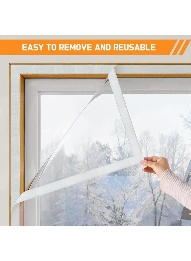 Vteyeya Heavy Duty Window Insulation Kit for Winter - 75 in x 79 in Clear Plastic 180㎛ Thick Shrink Film on Windows and Patio Doors, Reusable Storm Window Kit​ for Sliding Doors & Large Windows​ - Image 4