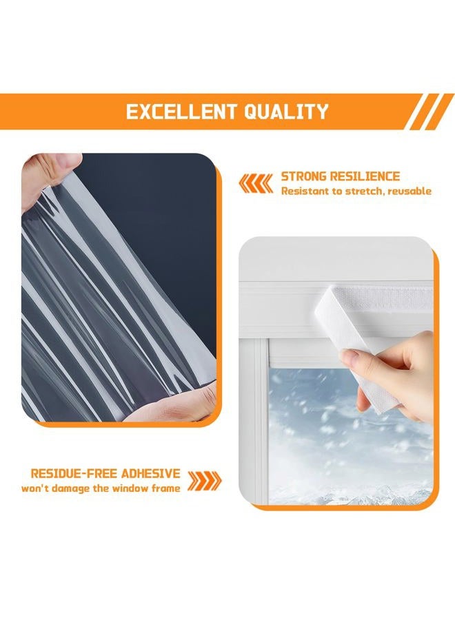 Vteyeya Heavy Duty Window Insulation Kit for Winter - 75 in x 79 in Clear Plastic 180㎛ Thick Shrink Film on Windows and Patio Doors, Reusable Storm Window Kit​ for Sliding Doors & Large Windows​ - Image 5