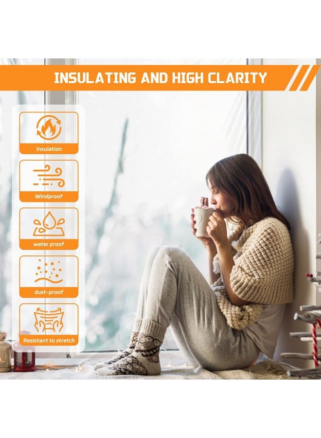 Vteyeya Heavy Duty Window Insulation Kit for Winter - 75 in x 79 in Clear Plastic 180㎛ Thick Shrink Film on Windows and Patio Doors, Reusable Storm Window Kit​ for Sliding Doors & Large Windows​ - Image 2