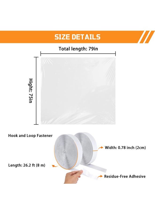 Vteyeya Heavy Duty Window Insulation Kit for Winter - 75 in x 79 in Clear Plastic 180㎛ Thick Shrink Film on Windows and Patio Doors, Reusable Storm Window Kit​ for Sliding Doors & Large Windows​ - Image 3