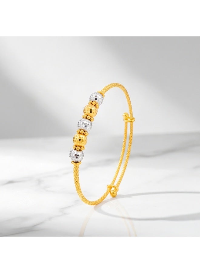 BAFLEH JEWELLERY Elegant Yellow  White Gold Dual Tone Textured Baby Kada  Bafleh Jewellery - Image 1