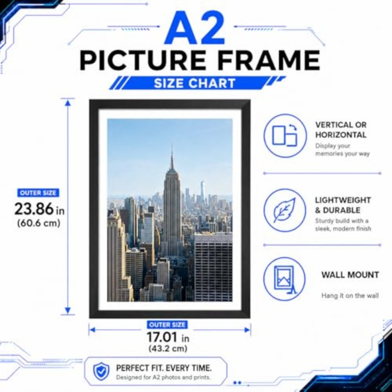 إطار صورة Scholar Tree A2، 3 إطارات صور A2، صورة معلقة على الحائط مقاس 42 × 59، 4 سم، مصنوعة من مواد قوية ومتينة - Image 3