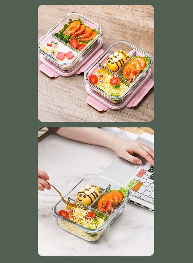 DUNISO 2 Pcs Glass Meal Prep Containers，Leak Proof Lunch Box，Food Storage Containers with Lids，with Durable Lock Covers, With Insulated Bag and Tableware,for Microwave, Oven,Freezer and Dishwasher，680ml - Image 4