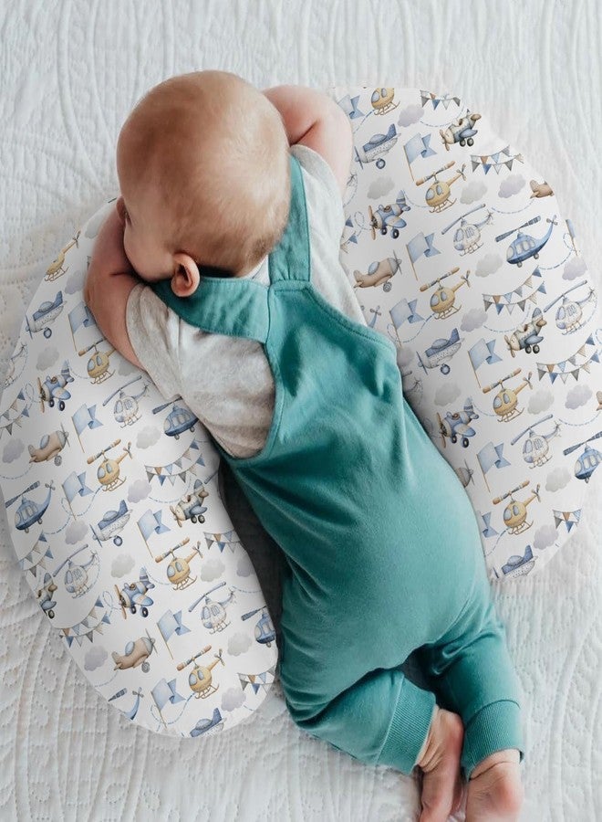 ZoUbqchY Watercolor Airplanes Helicopters Baby Nursing Pillow Covers for Boy Girl Vintage Aircraft Nursing Pillowcase for Breastfeeding Pillows Blue Air Transport Travel Soft Stretchy Slipcovers for Newborn - Image 2
