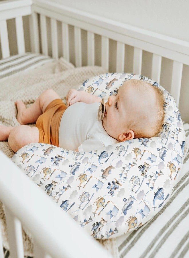 ZoUbqchY Watercolor Airplanes Helicopters Baby Nursing Pillow Covers for Boy Girl Vintage Aircraft Nursing Pillowcase for Breastfeeding Pillows Blue Air Transport Travel Soft Stretchy Slipcovers for Newborn - Image 5